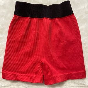 Free People Red Ribbed Athletic Shorts NWOT